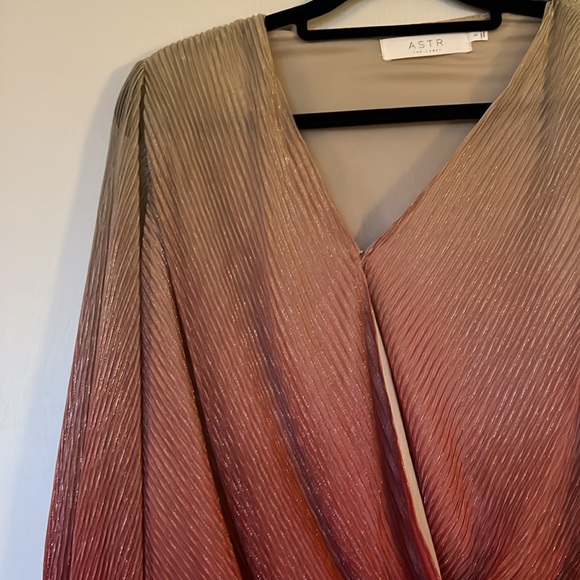 ASTR the Label Pleated Long Sleeve Surplice Top - Picture 6 of 7